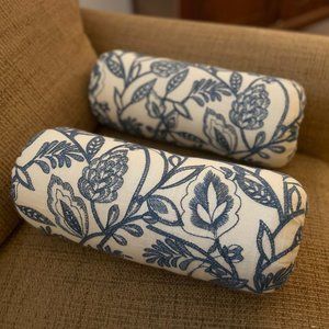 Embroidered Linen Bolster Pillows (set of 2)